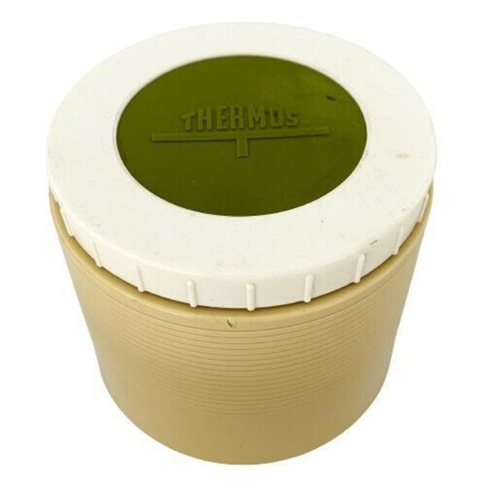 VTG THERMOS Insulated Jar Model 1155 Soup Small Container Handy 8 oz Beige Green